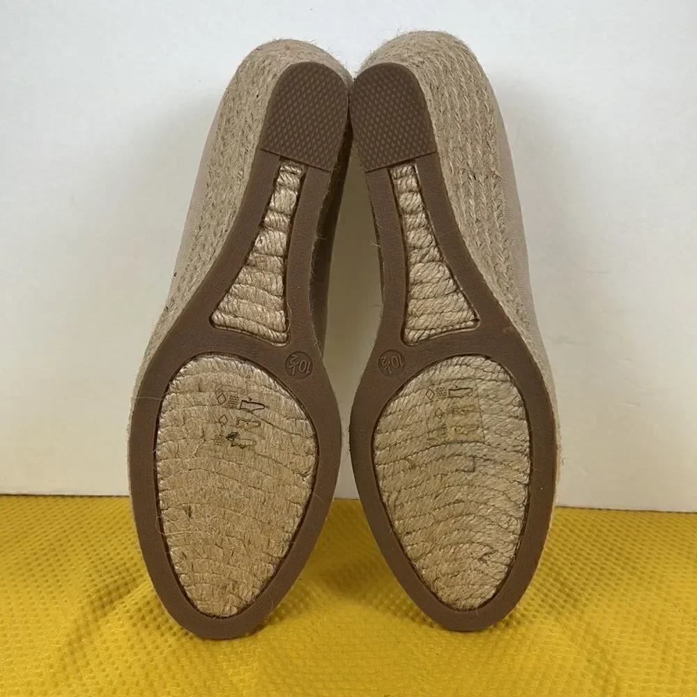 J Crew Canvas Espadrille Wedges Natural Beige 10.5‎